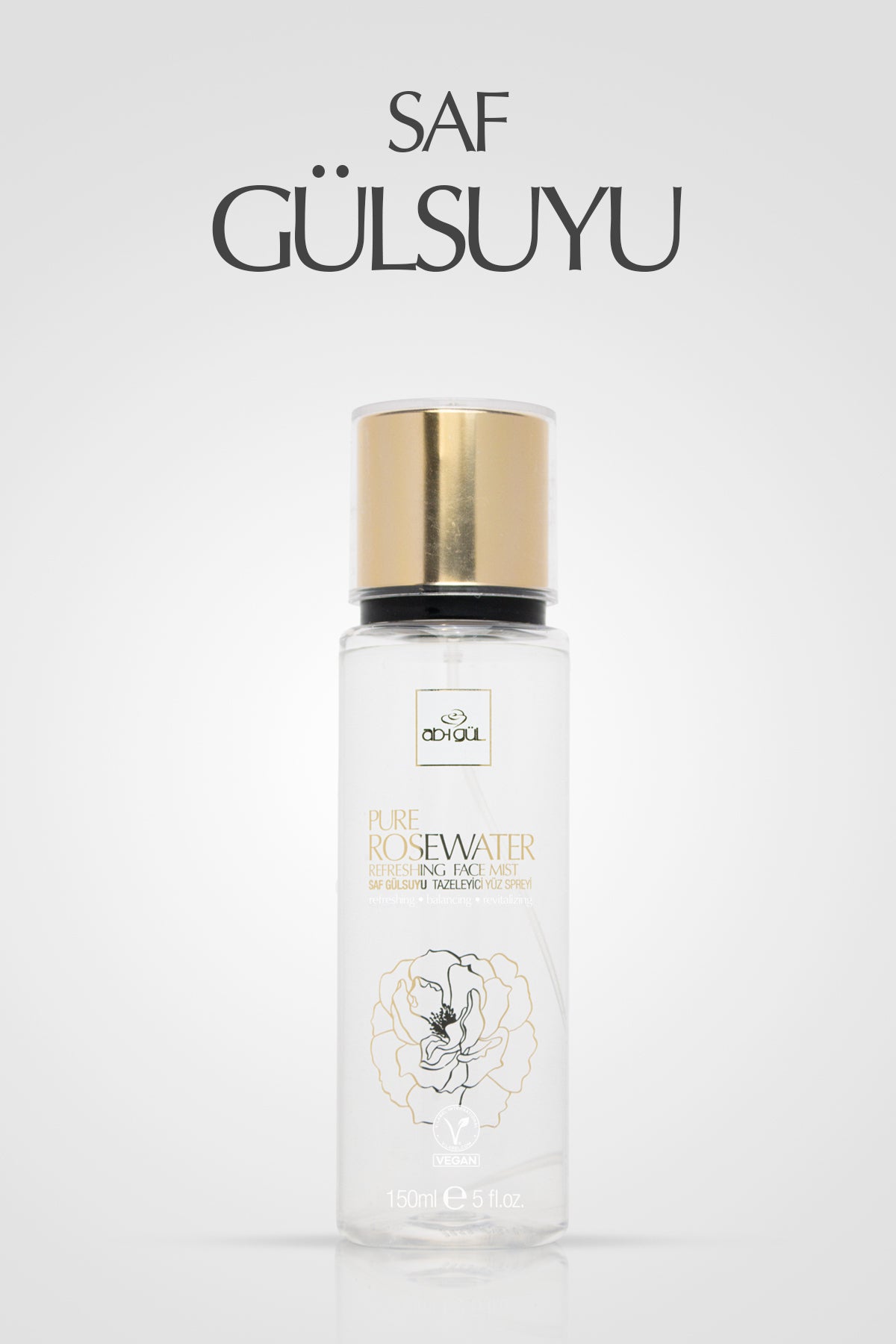 Saf Gülsuyu 150ml | Tazeleyici, Dengeleyici ve Canlandırıcı Yüz Spreyi | Vegan